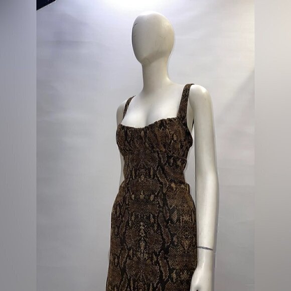 BNWT SEXY GORGEOUS URBAN OUTFITTERS SNAKESKIN PRINT BROWN MINI DRESS | STRETCHY - Picture 2 of 8